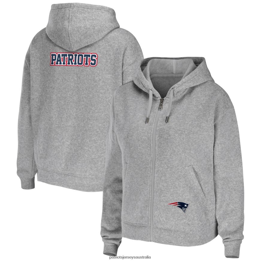 Women WEAR by Erin Andrews Heather Gray Plus Size Full-Zip Hoodie ZZ06V22422 Patriots Jersey Clothing
