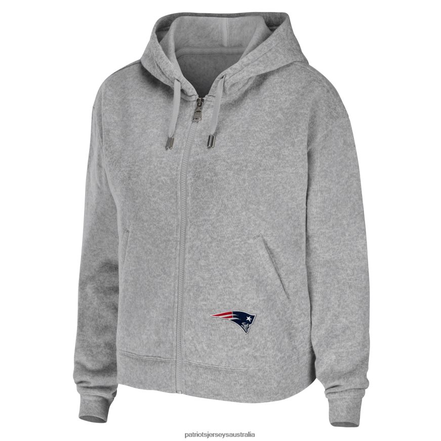 Women WEAR by Erin Andrews Heathered Gray Team Full-Zip Hoodie ZZ06V22340 Patriots Jersey Clothing