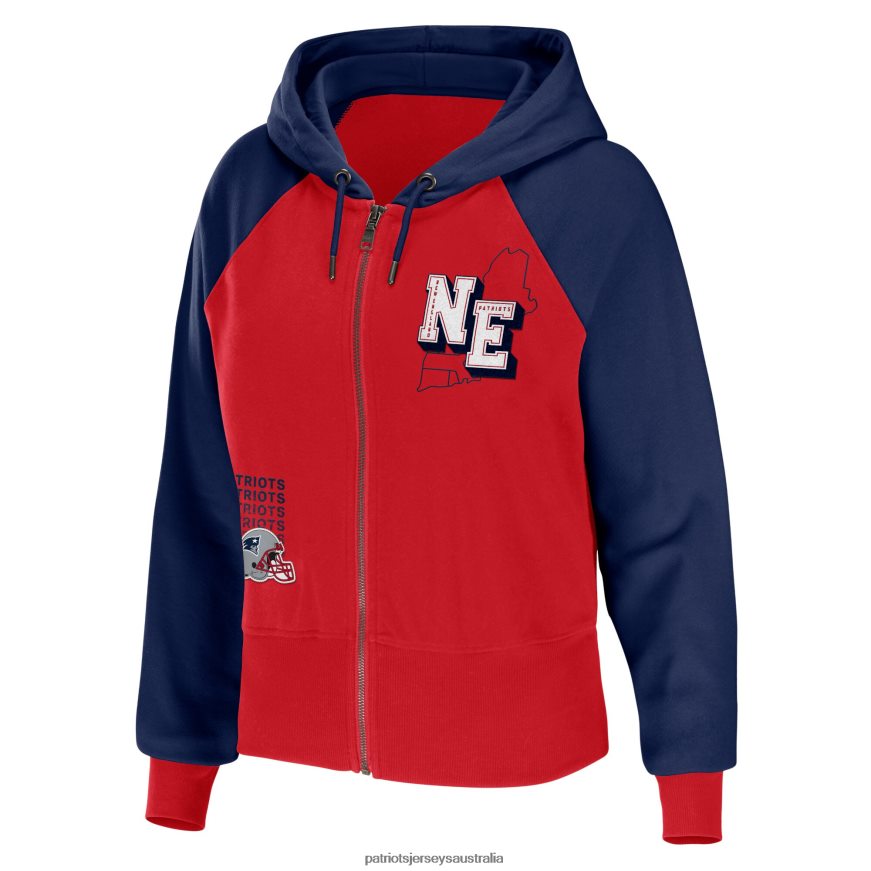 Women WEAR by Erin Andrews Red Colorblock Lightweight Full-Zip Hoodie ZZ06V22413 Patriots Jersey Clothing
