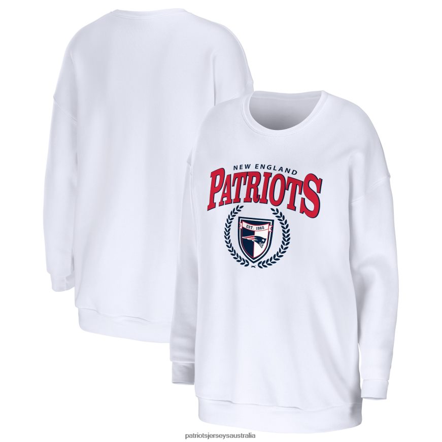 Women WEAR by Erin Andrews White Oversized Pullover Sweatshirt ZZ06V22380 Patriots Jersey Clothing
