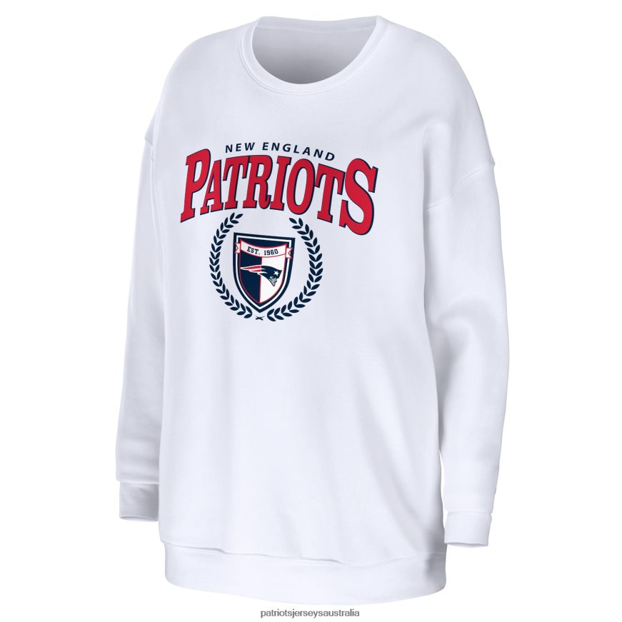 Women WEAR by Erin Andrews White Oversized Pullover Sweatshirt ZZ06V22380 Patriots Jersey Clothing