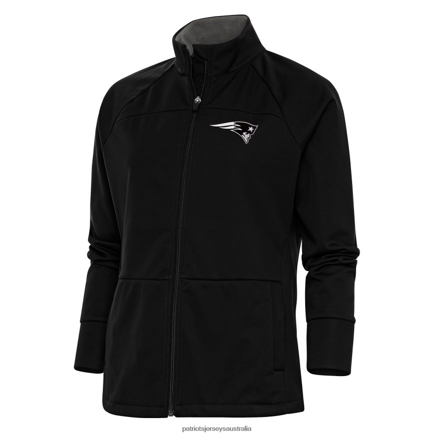 Women Antigua Black Metallic Logo Links Full-Zip Golf Jacket ZZ06V21050 Patriots Jersey Clothing