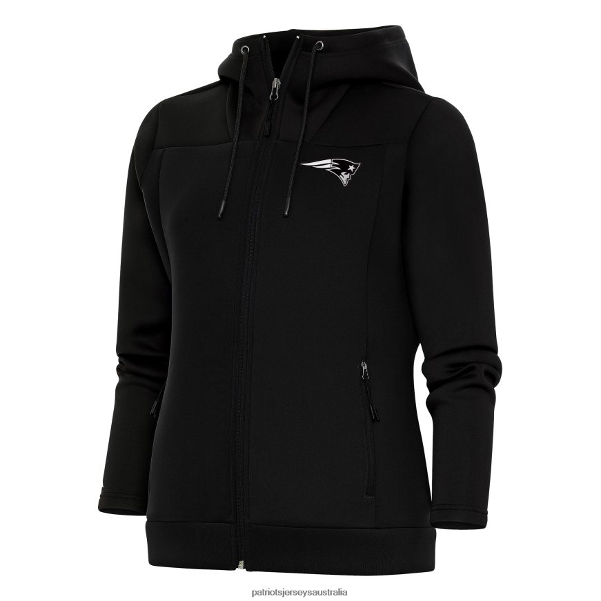 Women Antigua Black Metallic Logo Protect Full-Zip Jacket ZZ06V21112 Patriots Jersey Clothing