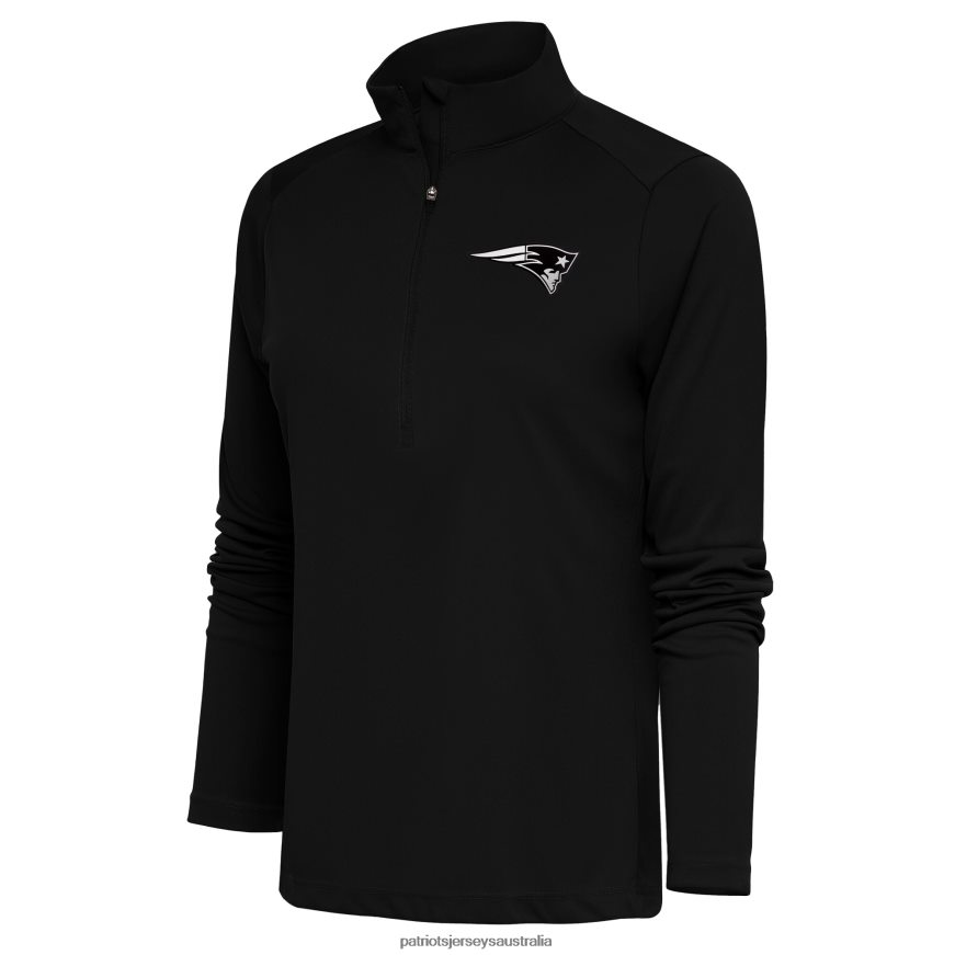 Women Antigua Black Metallic Logo Tribute Half-Zip Top ZZ06V21020 Patriots Jersey Clothing