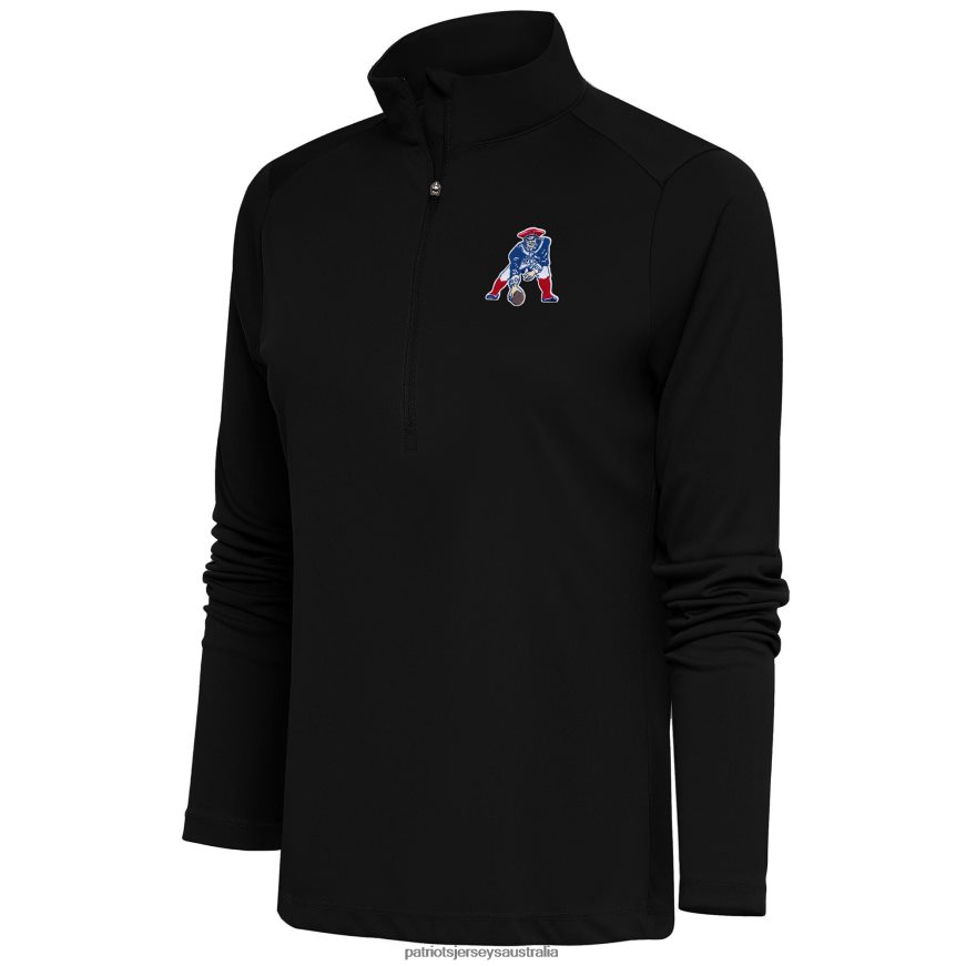 Women Antigua Black Throwback Logo Tribute Half-Zip Pullover Top ZZ06V2979 Patriots Jersey Clothing