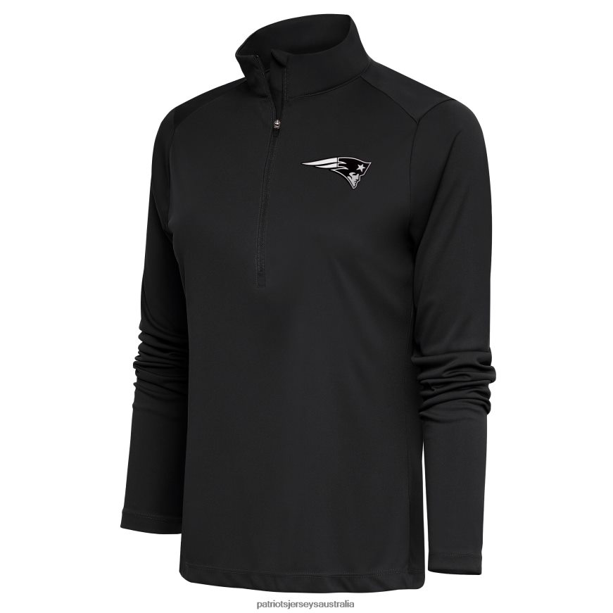 Women Antigua Charcoal Metallic Logo Tribute Half-Zip Top ZZ06V21019 Patriots Jersey Clothing