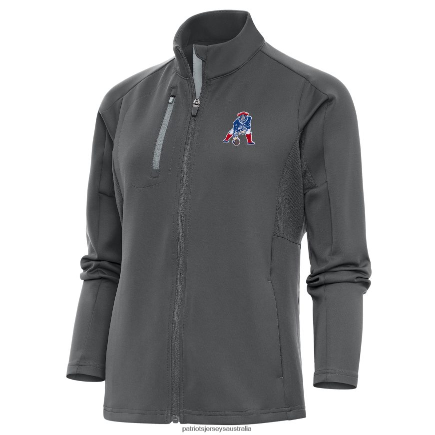 Women Antigua Charcoal Throwback Logo Generation Full-Zip Jacket ZZ06V2990 Patriots Jersey Clothing