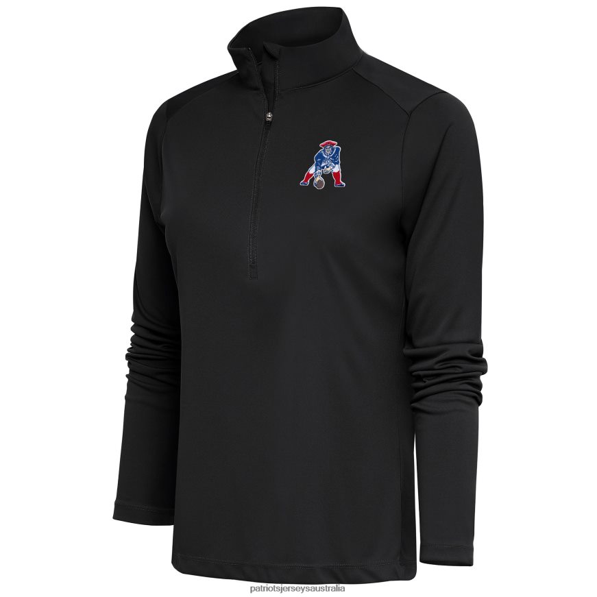 Women Antigua Charcoal Throwback Logo Tribute Half-Zip Pullover Top ZZ06V2978 Patriots Jersey Clothing