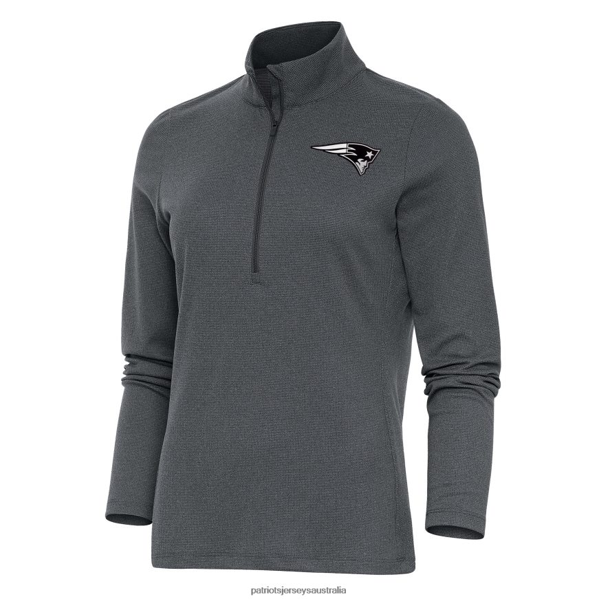 Women Antigua Heather Charcoal Metallic Logo Epic Quarter-Zip Pullover Top ZZ06V2994 Patriots Jersey Clothing