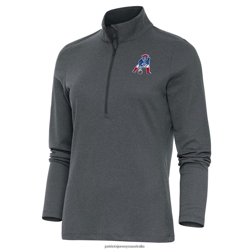 Women Antigua Heather Charcoal Throwback Logo Epic Quarter-Zip Pullover Top ZZ06V2980 Patriots Jersey Clothing