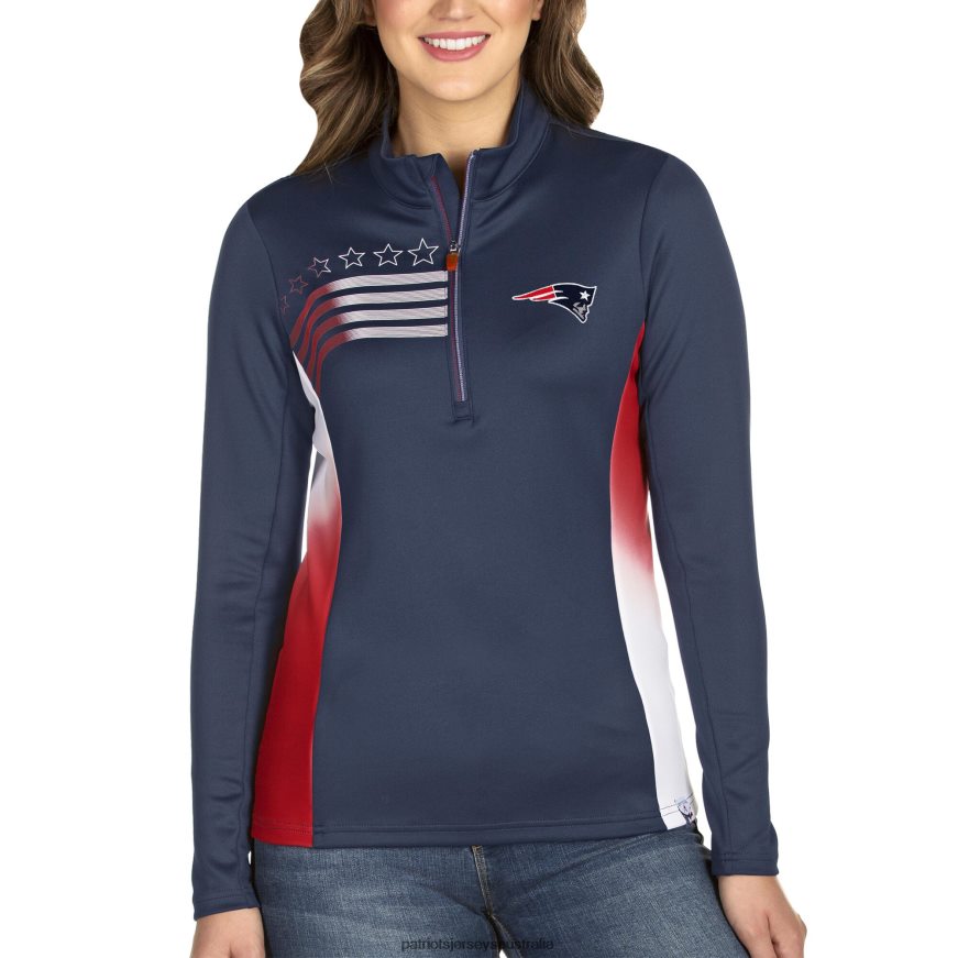 Women Antigua Navy Liberty Quarter-Zip Pullover Jacket ZZ06V2952 Patriots Jersey Clothing