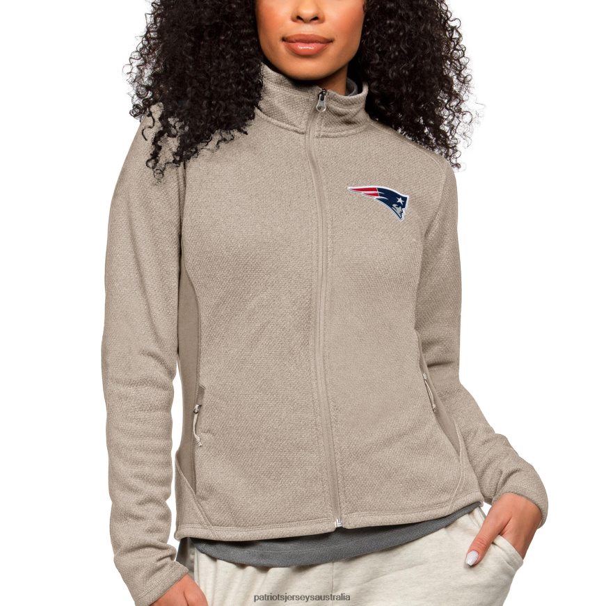 Women Antigua Oatmeal Course Full-Zip Jacket ZZ06V2985 Patriots Jersey Clothing