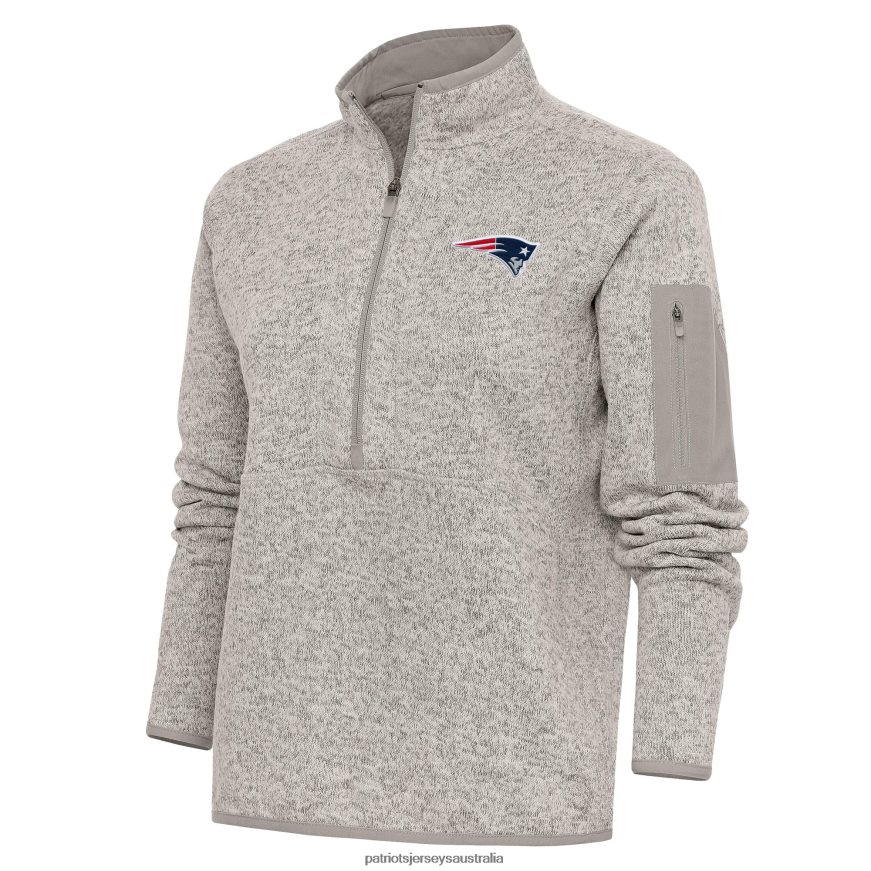 Women Antigua Oatmeal Team Logo Fortune Half-Zip Pullover Jacket ZZ06V2997 Patriots Jersey Clothing