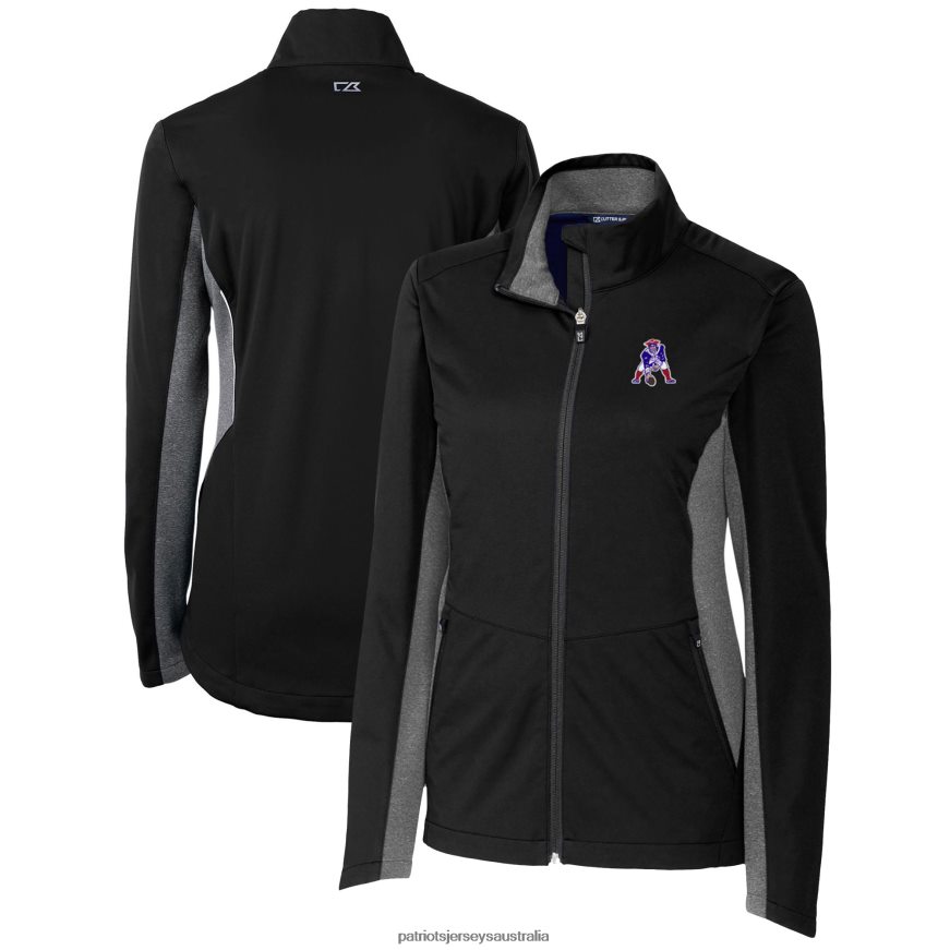 Women Cutter & Buck Black Throwback Logo Navigate Softshell Full-Zip Jacket ZZ06V2959 Patriots Jersey Clothing