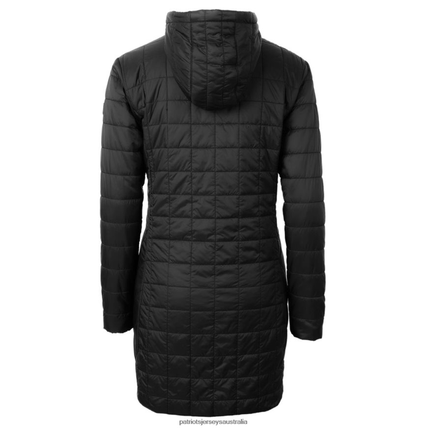Women Cutter & Buck Black Throwback Logo Rainier Primaloft Eco Full-Zip Hoodie Long Coat ZZ06V21091 Patriots Jersey Clothing