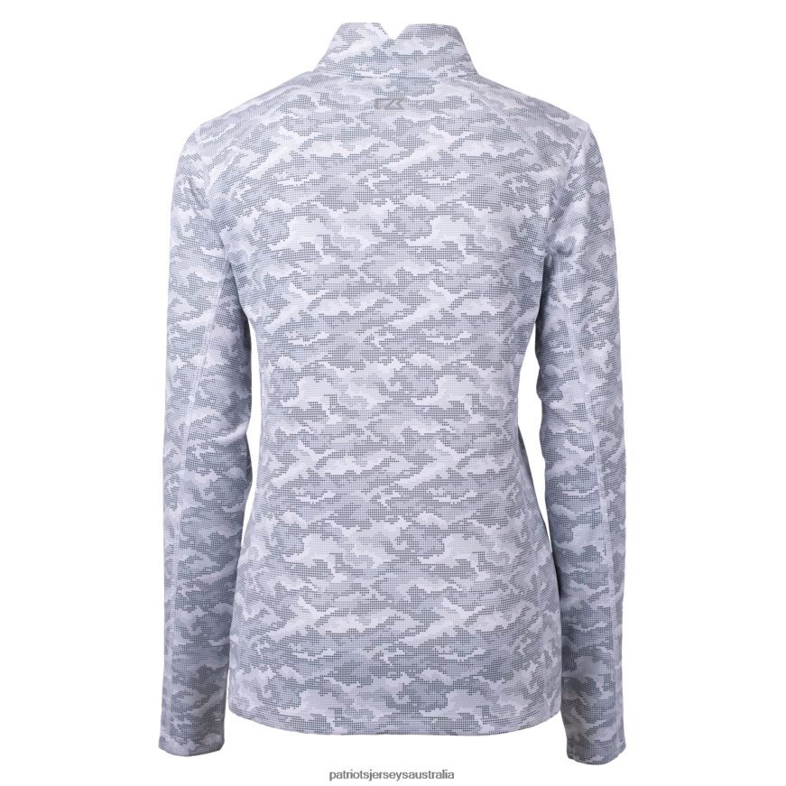 Women Cutter & Buck Charcoal Helmet Logo Traverse Camo Print Stretch Quarter-Zip Pullover Top ZZ06V2881 Patriots Jersey Clothing
