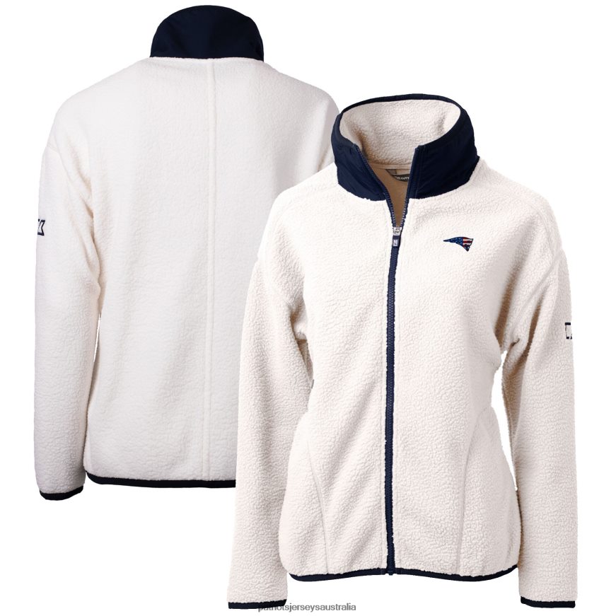 Women Cutter & Buck Cream Cascade Eco Sherpa Fleece Full-Zip Jacket ZZ06V21054 Patriots Jersey Clothing