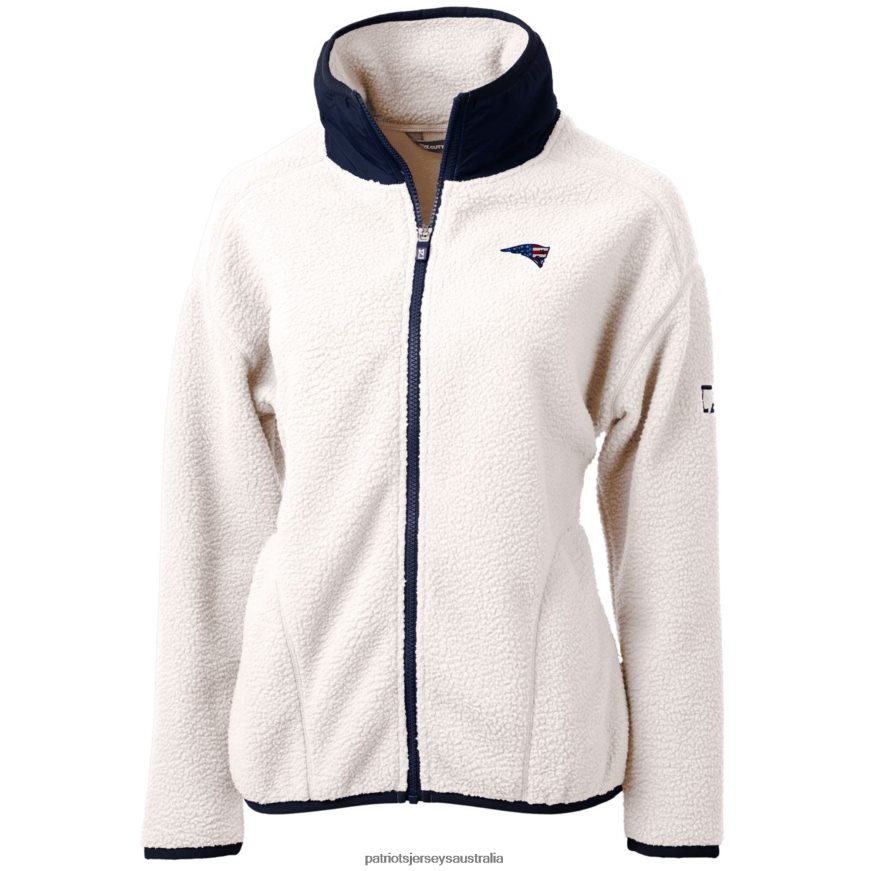 Women Cutter & Buck Cream Cascade Eco Sherpa Fleece Full-Zip Jacket ZZ06V21054 Patriots Jersey Clothing