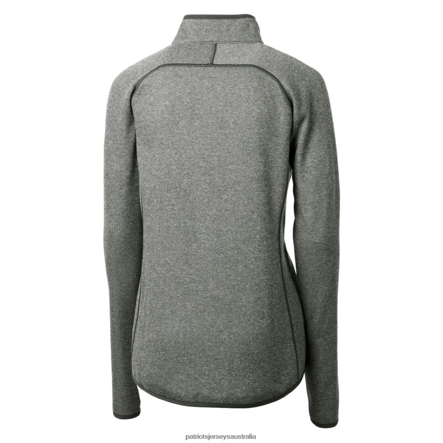 Women Cutter & Buck Heather Gray Helmet Logo Mainsail Sweater-Knit Full-Zip Jacket ZZ06V2854 Patriots Jersey Clothing