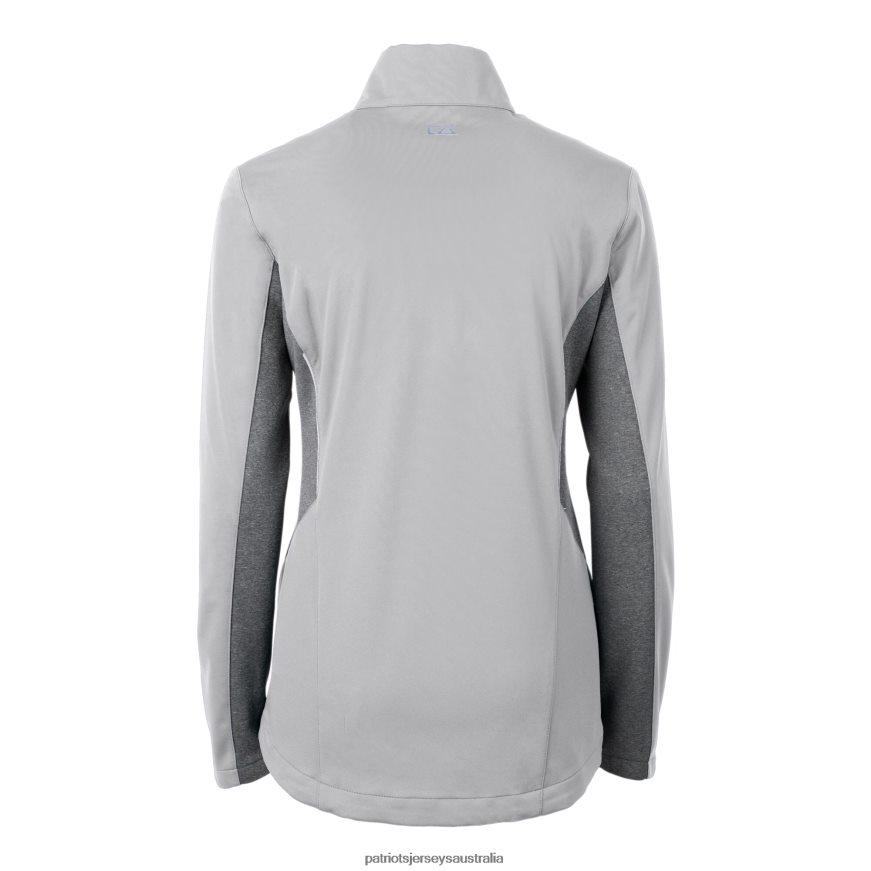 Women Cutter & Buck Heather Gray Helmet Logo Navigate Softshell Full-Zip Jacket ZZ06V2919 Patriots Jersey Clothing