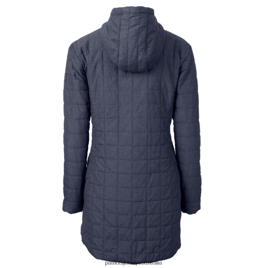 Women Cutter & Buck Heather Navy Rainier Primaloft Eco Hooded Long Lightweight Coat ZZ06V2903 Patriots Jersey Clothing