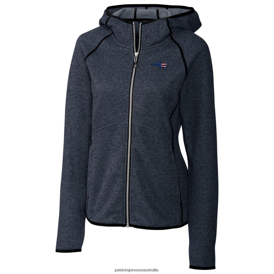 Women Cutter & Buck Heathered Navy Mainsail Full-Zip Jacket ZZ06V2971 Patriots Jersey Clothing