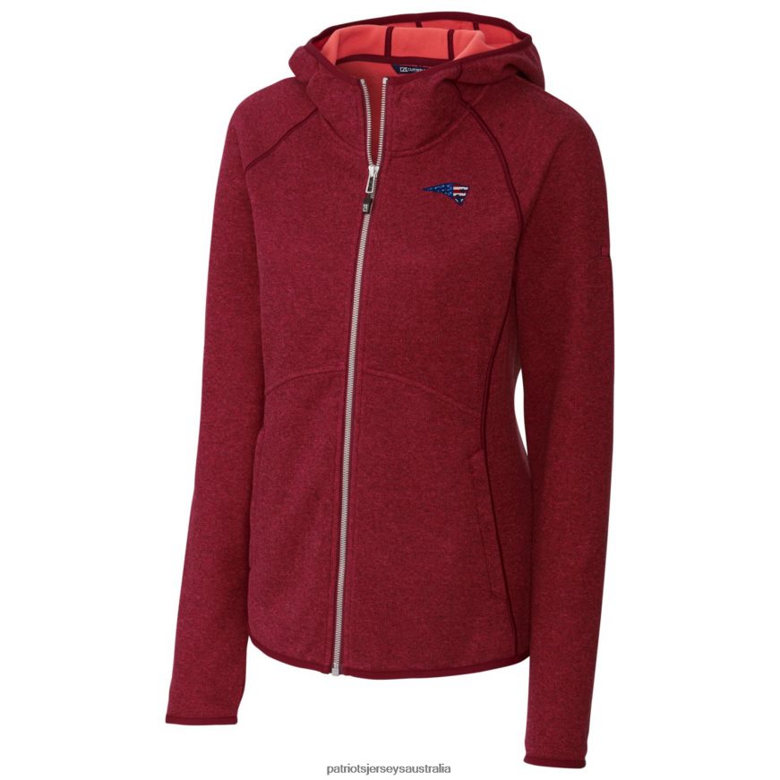Women Cutter & Buck Heathered Red Mainsail Full-Zip Jacket ZZ06V21023 Patriots Jersey Clothing
