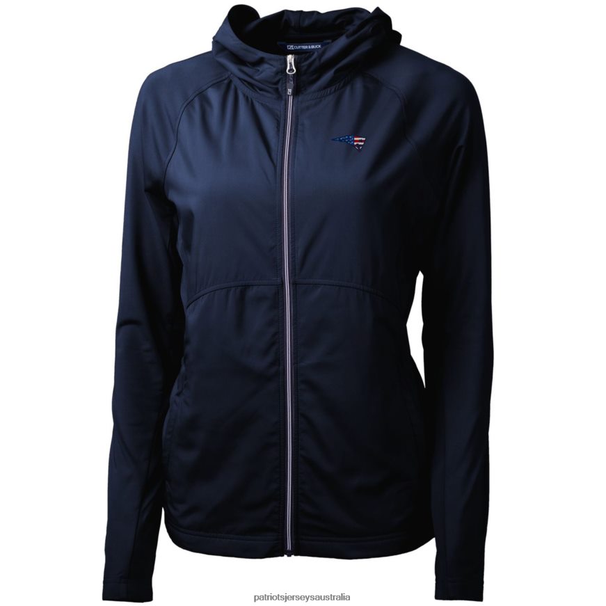 Women Cutter & Buck Navy Adapt Eco Knit Full-Zip Jacket ZZ06V21092 Patriots Jersey Clothing