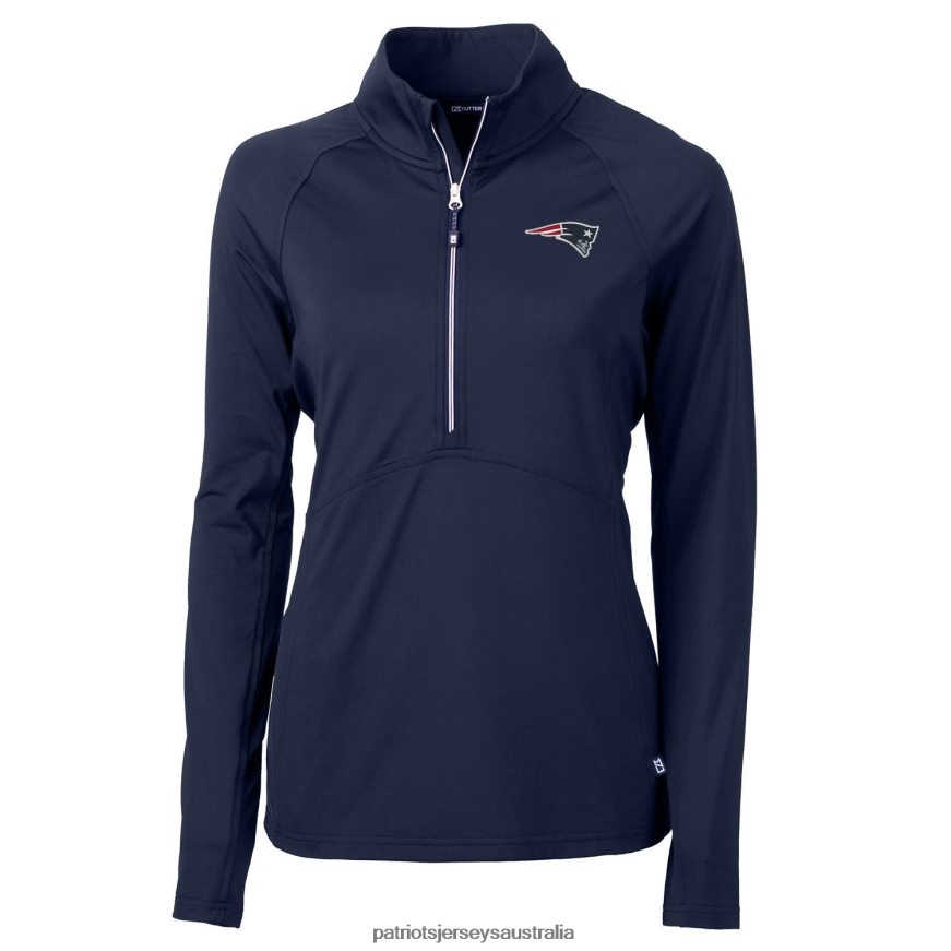 Women Cutter & Buck Navy Adapt Eco Knit Half-Zip Pullover Jacket ZZ06V21108 Patriots Jersey Clothing