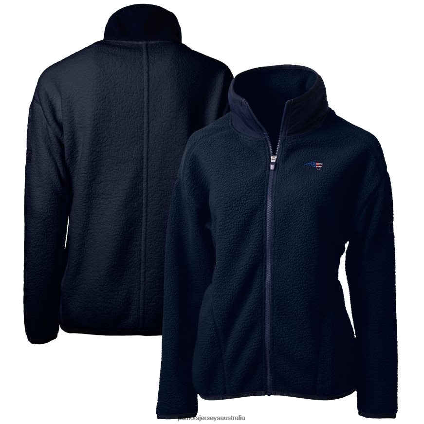 Women Cutter & Buck Navy Americana Cascade Eco Sherpa Fleece Full-Zip Jacket ZZ06V21053 Patriots Jersey Clothing