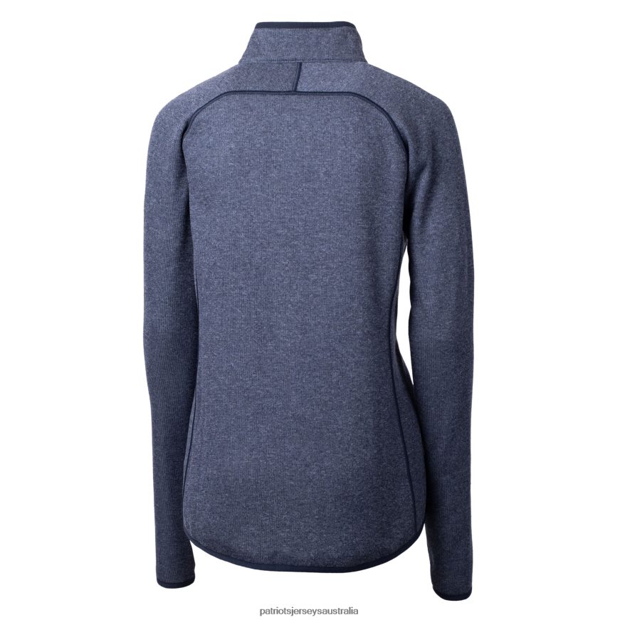 Women Cutter & Buck Navy Helmet Logo Mainsail Sweater-Knit Full-Zip Jacket ZZ06V2856 Patriots Jersey Clothing