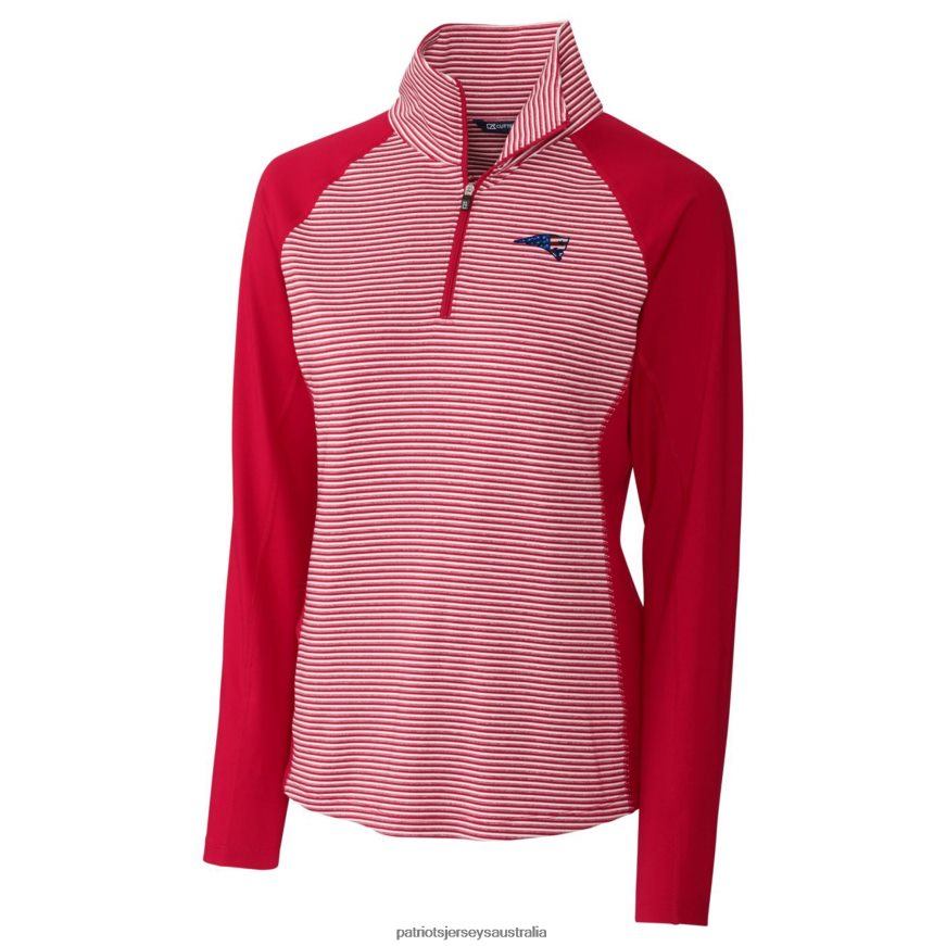 Women Cutter & Buck Red Forge Tonal Half-Zip Top ZZ06V21084 Patriots Jersey Clothing
