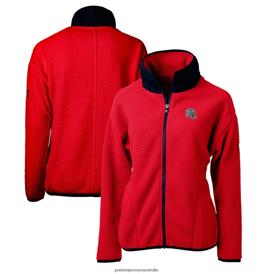 Women Cutter & Buck Red Helmet Logo Cascade Eco Sherpa Full-Zip Fleece Jacket ZZ06V2877 Patriots Jersey Clothing