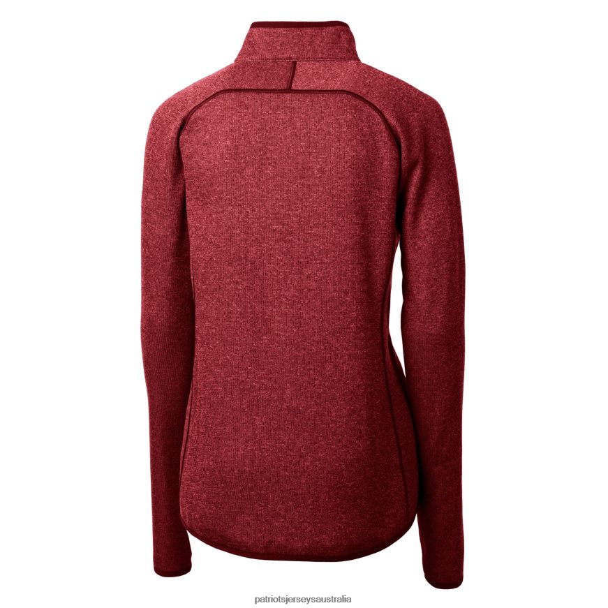 Women Cutter & Buck Red Helmet Logo Mainsail Sweater-Knit Full-Zip Jacket ZZ06V2855 Patriots Jersey Clothing