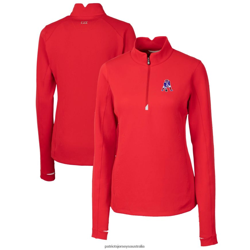 Women Cutter & Buck Red Throwback Logo Traverse Stretch Quarter-Zip Pullover Top ZZ06V21038 Patriots Jersey Clothing