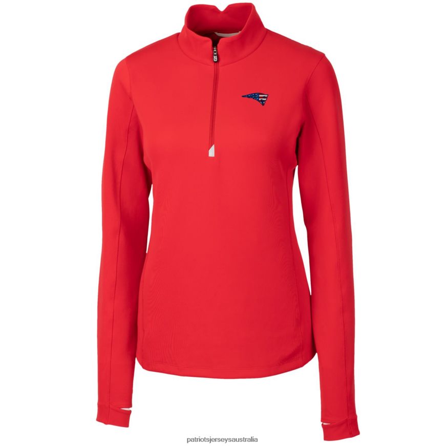 Women Cutter & Buck Red Traverse Quarter-Zip Pullover Top ZZ06V21016 Patriots Jersey Clothing