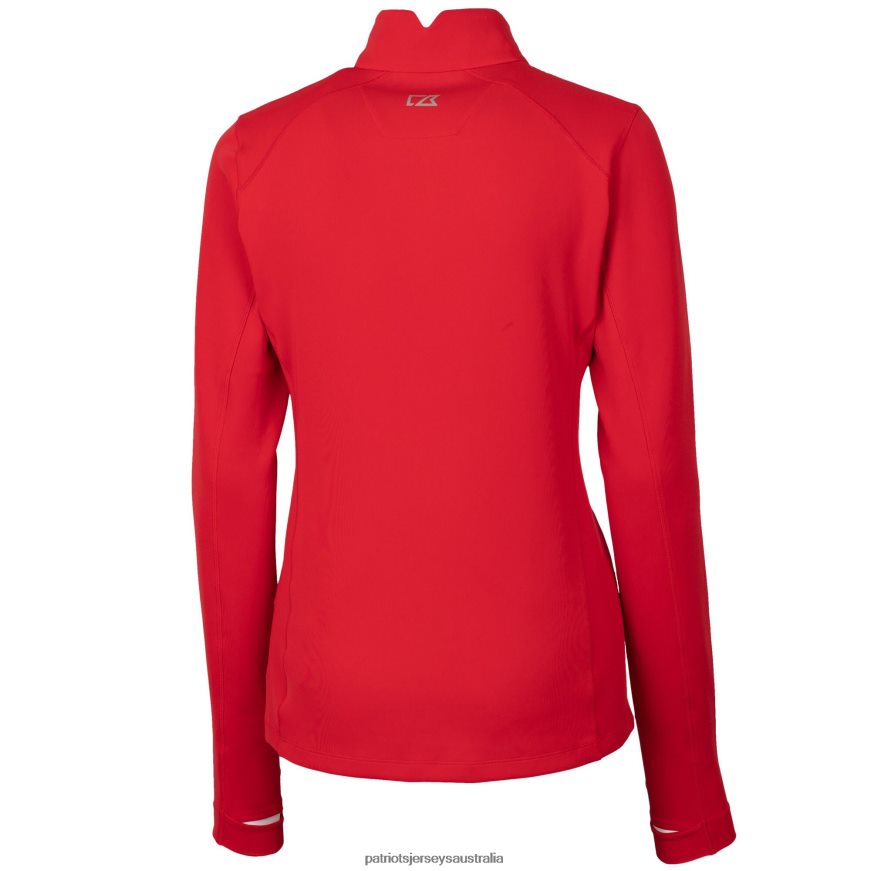Women Cutter & Buck Red Traverse Quarter-Zip Pullover Top ZZ06V21016 Patriots Jersey Clothing