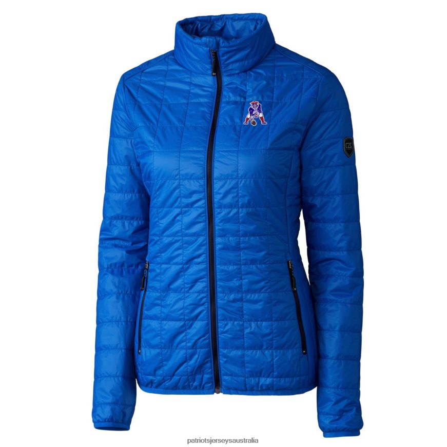 Women Cutter & Buck Royal Throwback Logo Rainier PrimaLoft Eco Full-Zip Puffer Jacket ZZ06V2928 Patriots Jersey Clothing