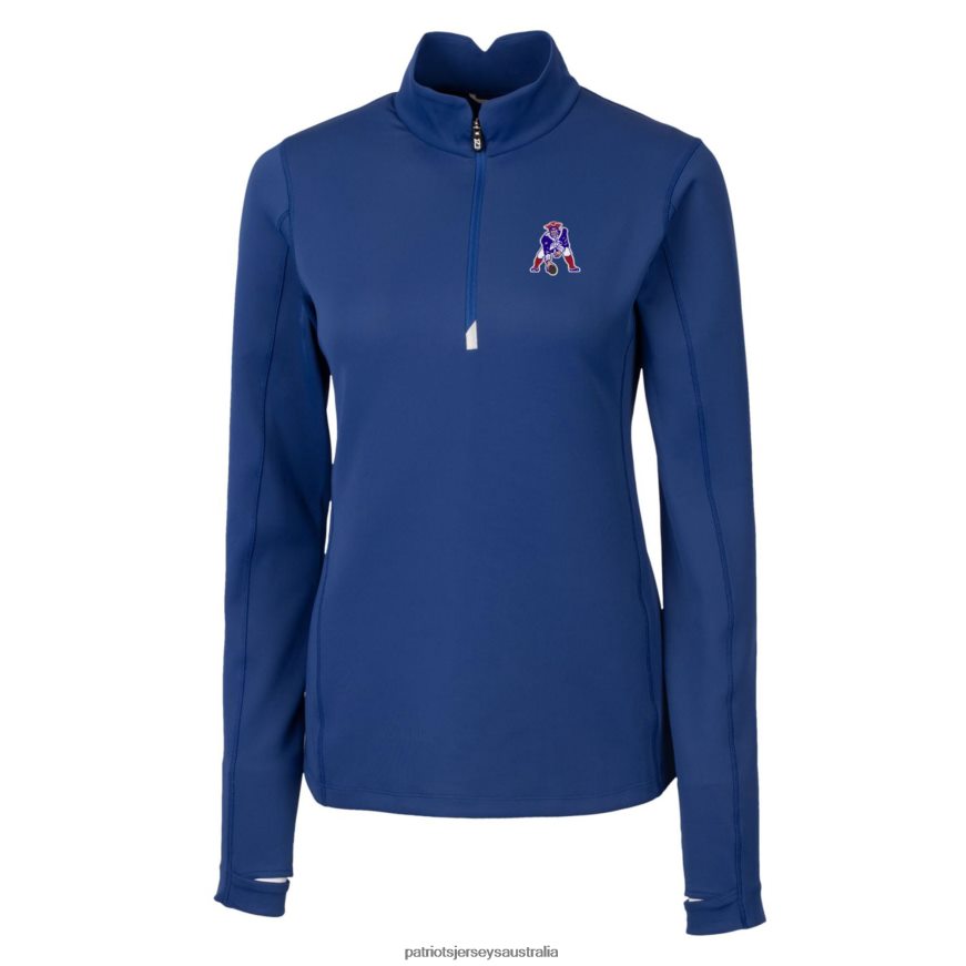 Women Cutter & Buck Royal Throwback Logo Traverse Stretch Quarter-Zip Pullover Top ZZ06V21036 Patriots Jersey Clothing