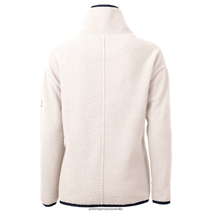 Women Cutter & Buck White Helmet Logo Cascade Eco Sherpa Fleece Half-Zip Pullover Jacket ZZ06V2850 Patriots Jersey Clothing