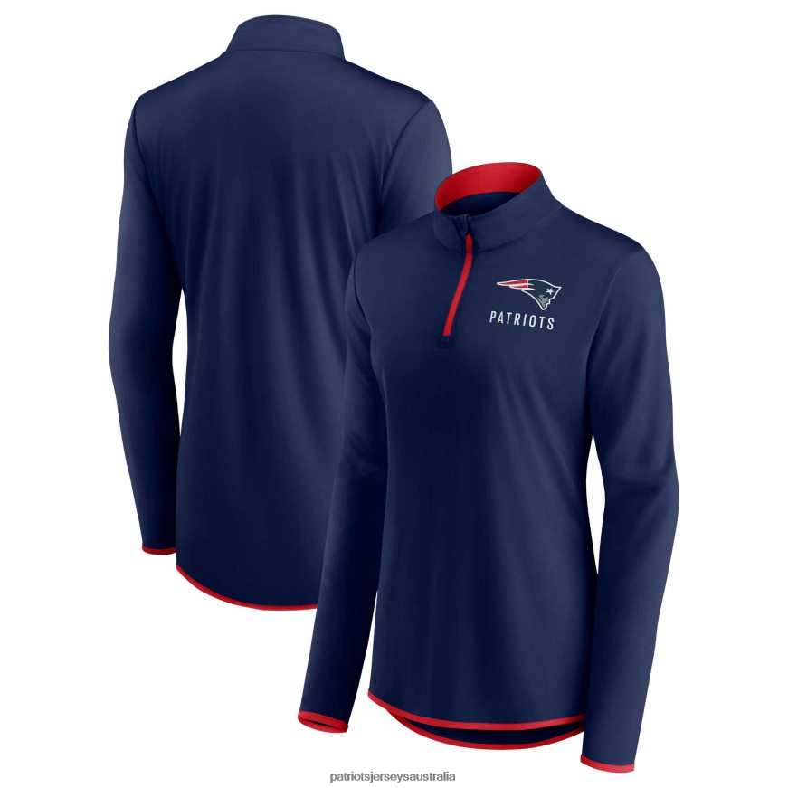 Women Fanatics Branded Navy Worth the Drive Quarter-Zip Top ZZ06V2825 Patriots Jersey Clothing