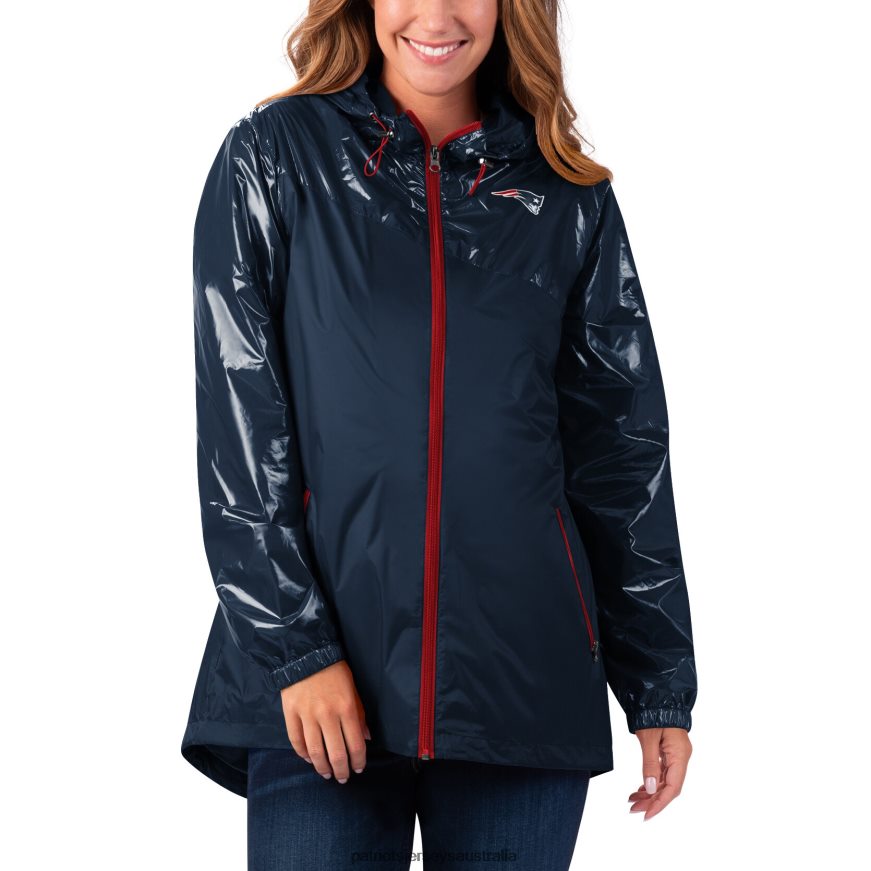 Women G-III 4Her by Carl Banks Navy Double-Coverage Full-Zip Hoodie Jacket ZZ06V2940 Patriots Jersey Clothing
