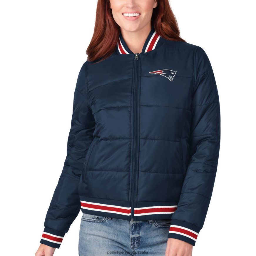 Women G-III 4Her by Carl Banks Navy Field Goal Bomber Full-Zip Jacket ZZ06V2976 Patriots Jersey Clothing
