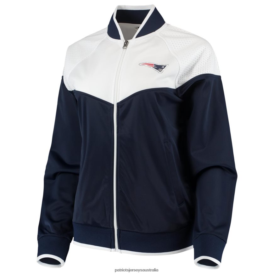 Women G-III 4Her by Carl Banks Navy/White Wildcard Full-Zip Raglan Track Jacket ZZ06V2975 Patriots Jersey Clothing