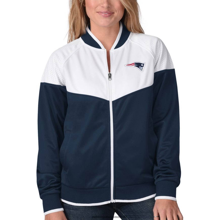 Women G-III 4Her by Carl Banks Navy/White Wildcard Full-Zip Raglan Track Jacket ZZ06V2975 Patriots Jersey Clothing