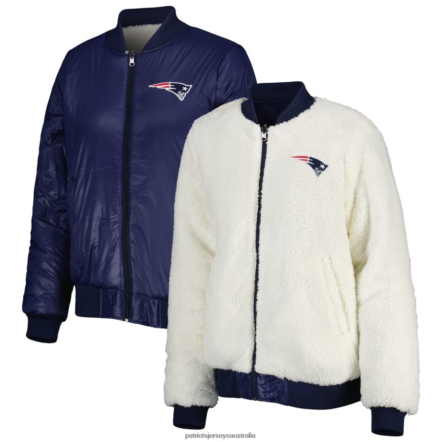 Women G-III 4Her by Carl Banks Oatmeal/Navy Switchback Reversible Full-Zip Jacket ZZ06V2948 Patriots Jersey Clothing