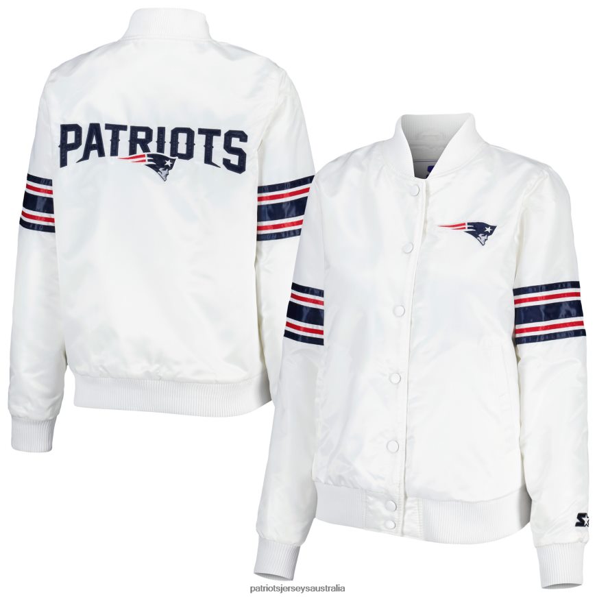 Women Starter White Line Up Satin Full-Snap Varsity Jacket ZZ06V2915 Patriots Jersey Clothing