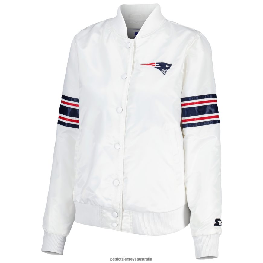 Women Starter White Line Up Satin Full-Snap Varsity Jacket ZZ06V2915 Patriots Jersey Clothing