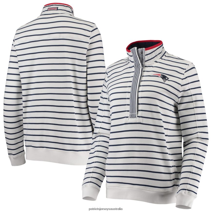 Women Vineyard Vines White Americana Shep Shirt Half-Zip Sweatshirt ZZ06V2968 Patriots Jersey Clothing