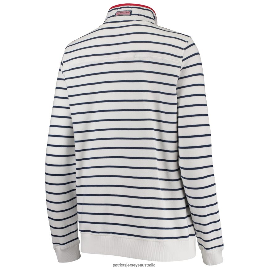 Women Vineyard Vines White Americana Shep Shirt Half-Zip Sweatshirt ZZ06V2968 Patriots Jersey Clothing